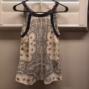 Navy Blue & cream Blouse